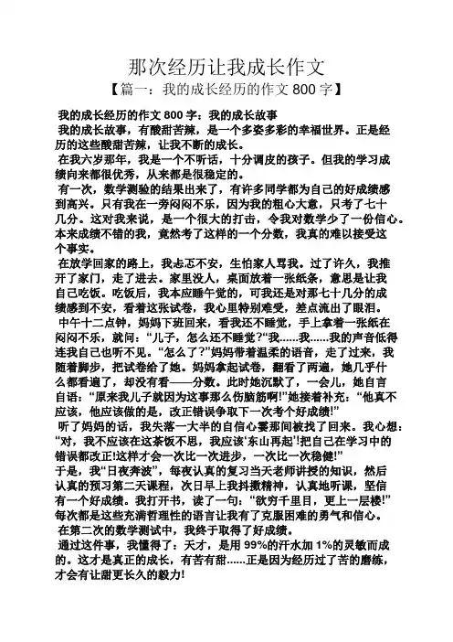 经历作文之那次经历让我成长作文