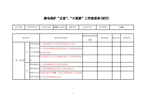 五查六复核表
