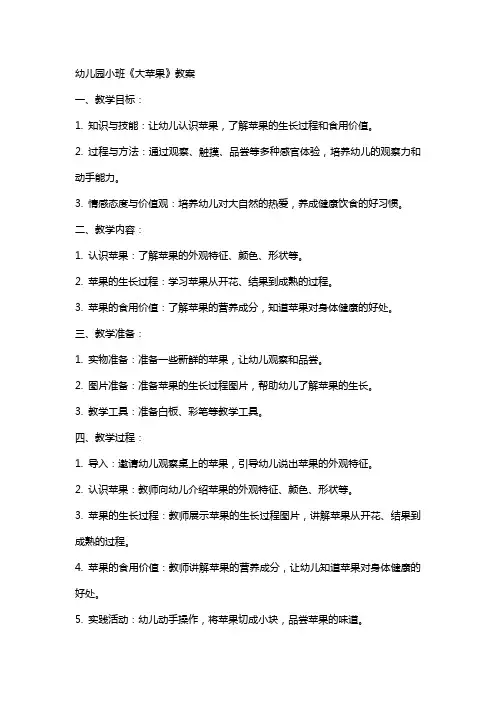 幼儿园小班大苹果的教案