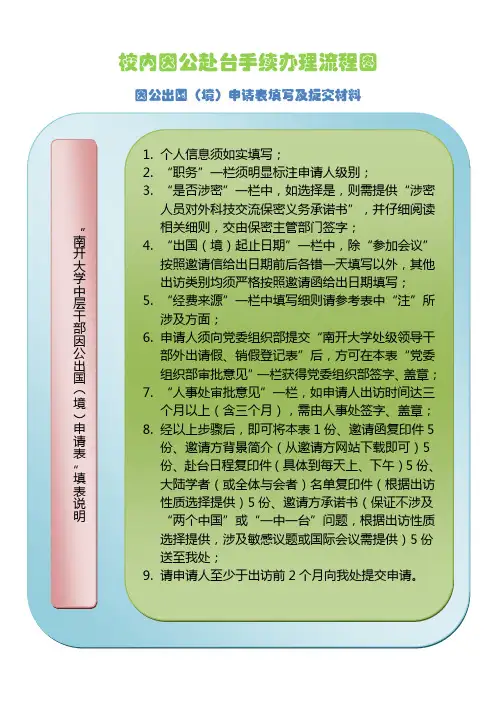 校内因公赴台手续办理流程图