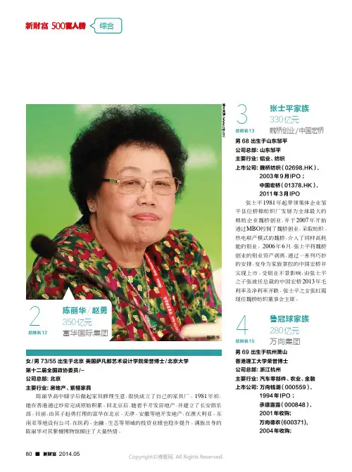 综合行业富人简历