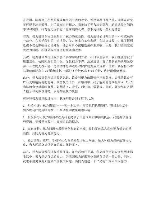 测试视力培训心得体会范文