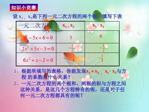 21.2.4一元二次方程的根与系数的关系