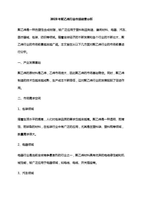 2023年聚乙烯行业市场前景分析