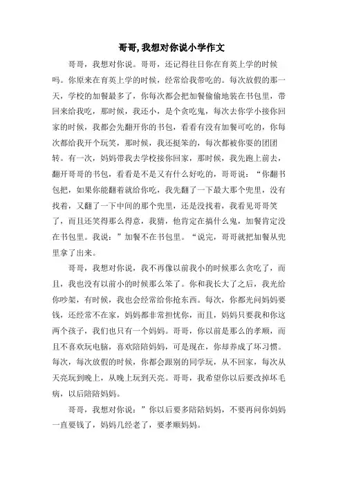 哥哥,我想对你说小学作文