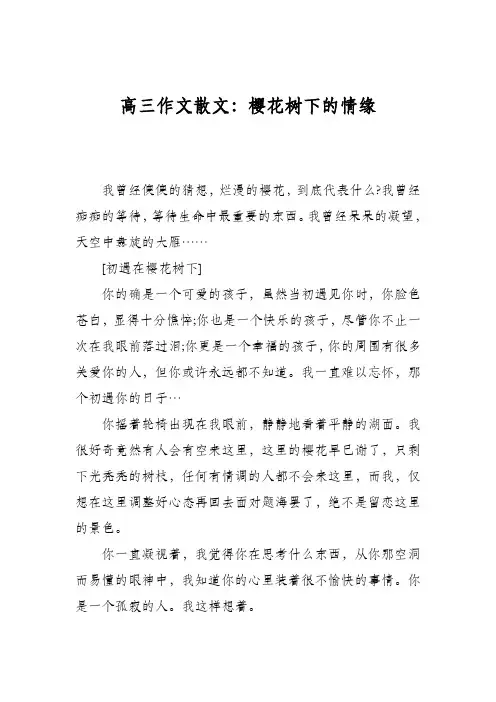高三作文散文：樱花树下的情缘