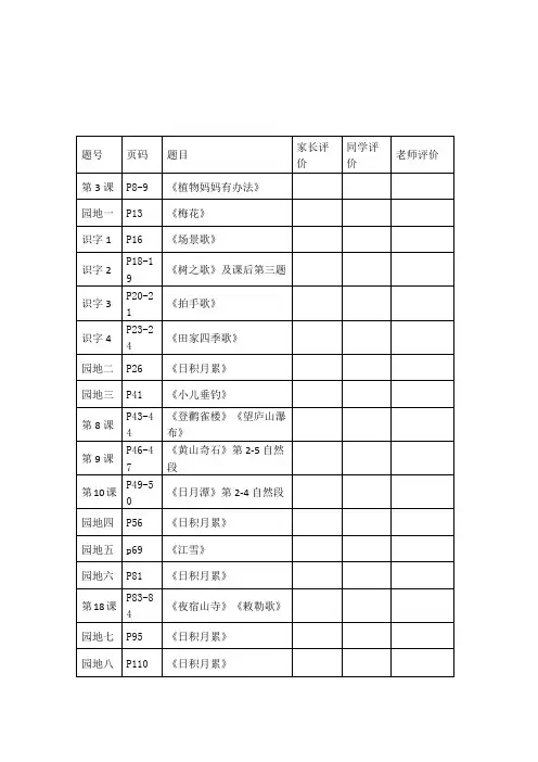 二年级语文上册重点必背内容