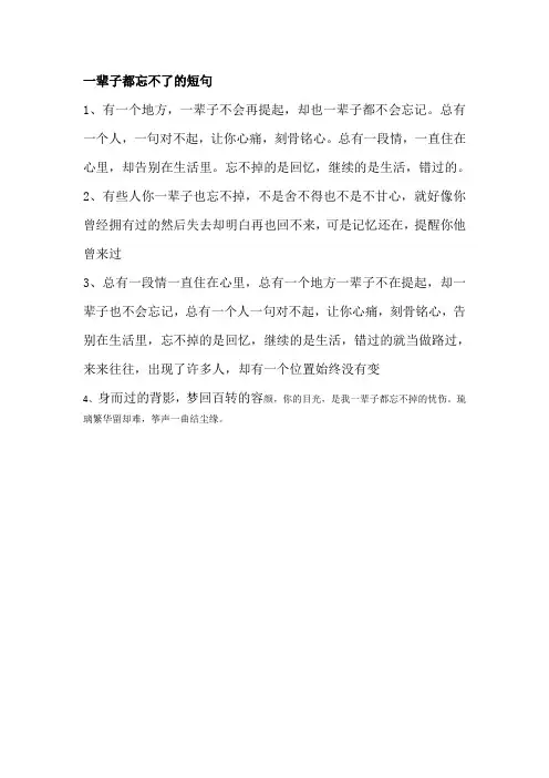 一辈子都忘不了的短句