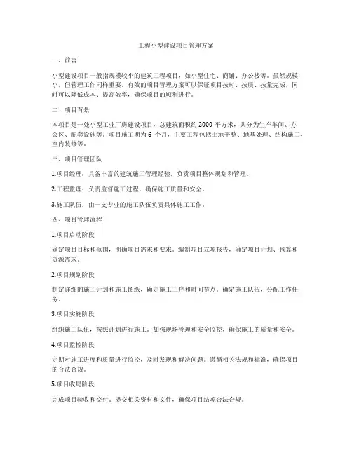 工程小型建设项目管理方案