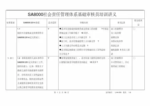 SA8000社会责任管理体系基础审核员培训讲义