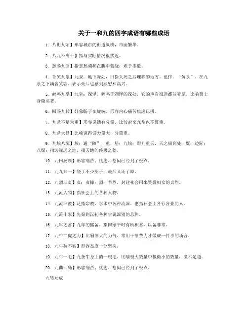 关于一和九的四字成语有哪些成语