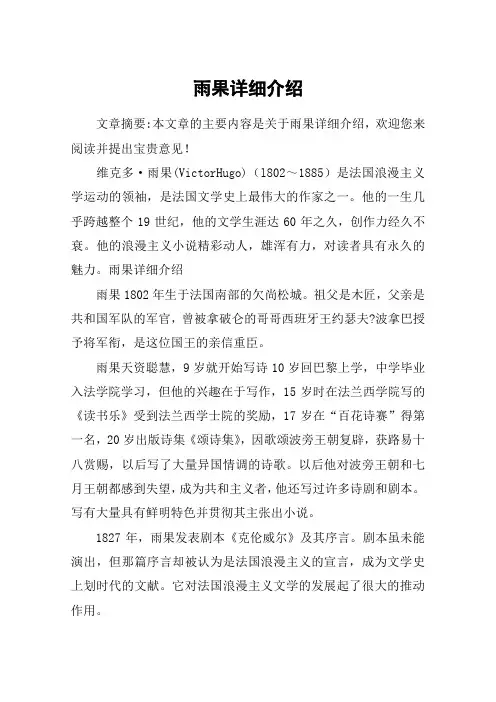 雨果详细介绍