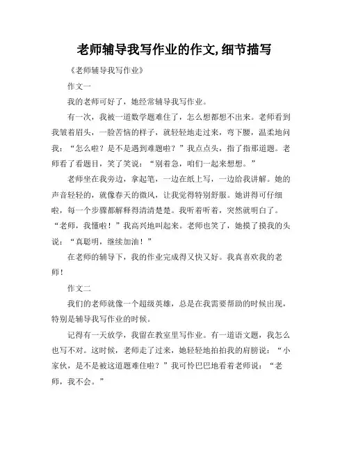 老师辅导我写作业的作文,细节描写