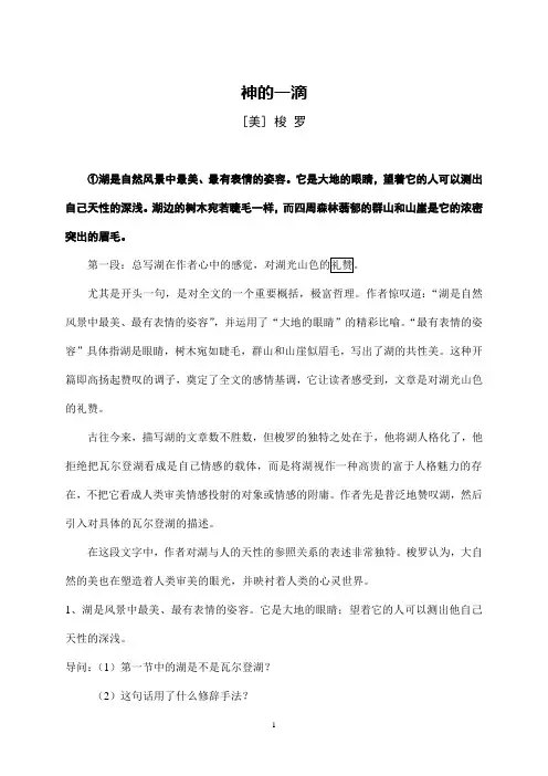 神的一滴 精析