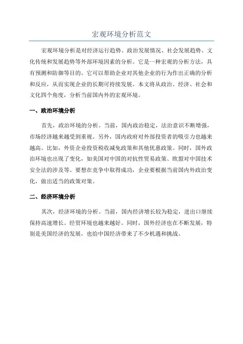 宏观环境分析范文