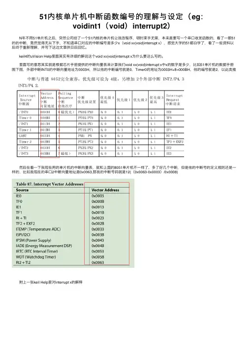 51内核单片机中断函数编号的理解与设定（eg：voidint1（void）interrupt2）