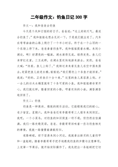 二年级作文：钓鱼日记300字_作文