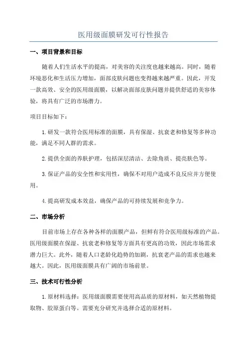 医用级面膜研发可行性报告