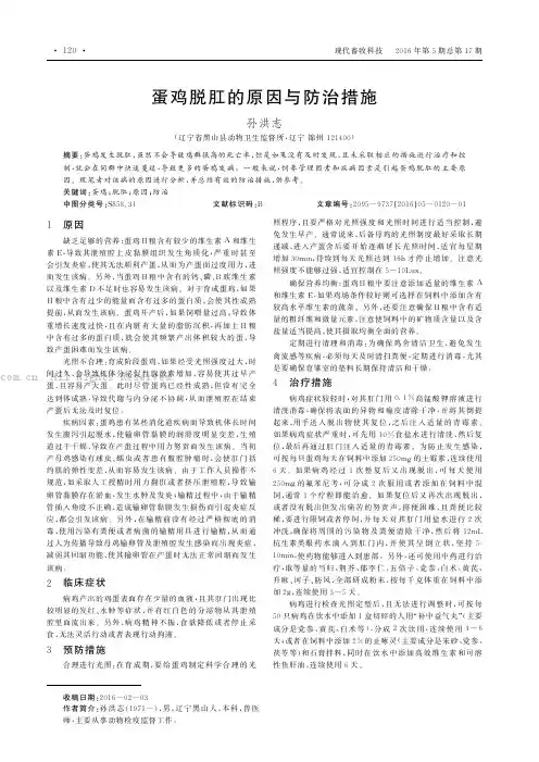 蛋鸡脱肛的原因与防治措施