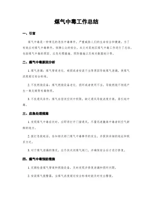 煤气中毒工作总结
