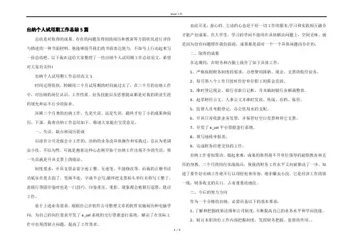 出纳个人试用期工作总结5篇