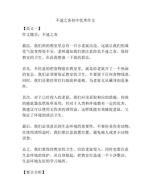 不速之客初中优秀作文
