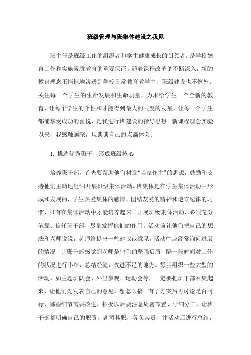 班级管理与班集体建设之我见