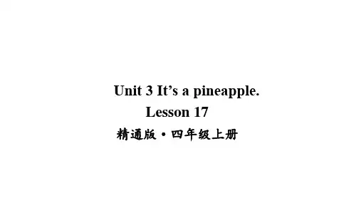 人教精通版四年级上册英语Unit 3 It's a pineapple Lesson 17公开课课件