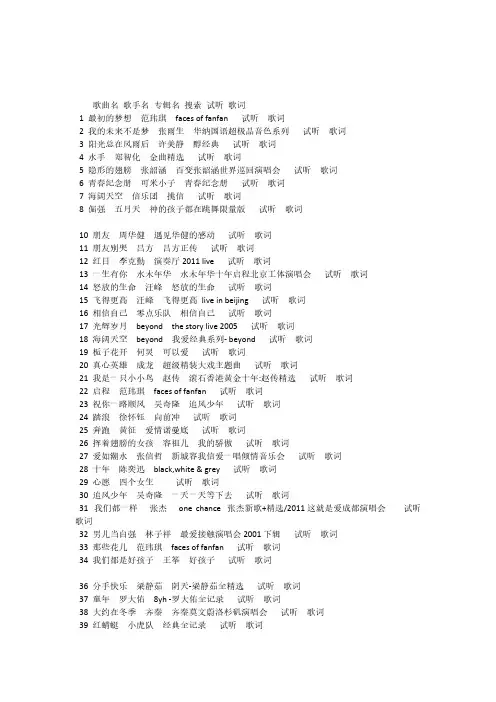 【免费下载】校园励志歌曲大全