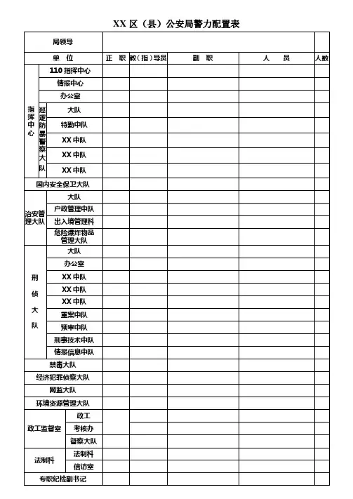 区(县)级公安机关警力配置信息表模板