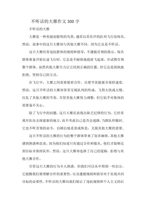 不听话的大雁作文300字