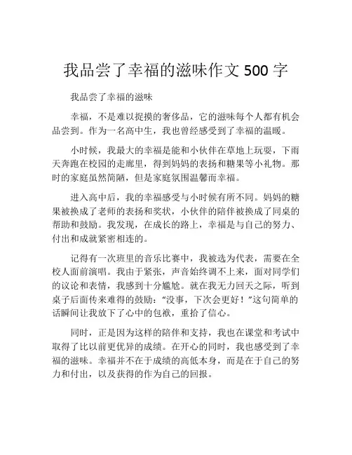 我品尝了幸福的滋味作文500字
