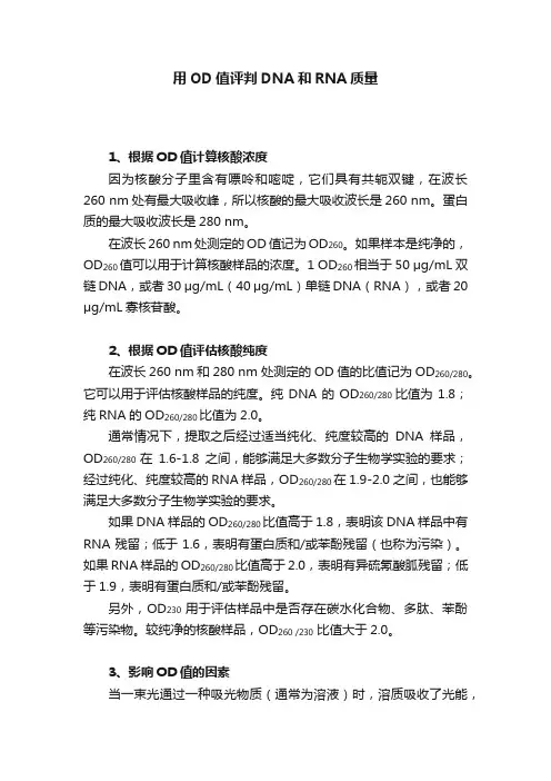用OD值评判DNA和RNA质量
