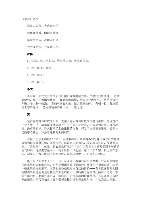 《望岳》赏析