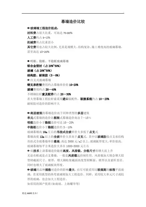 幕墙价格计算