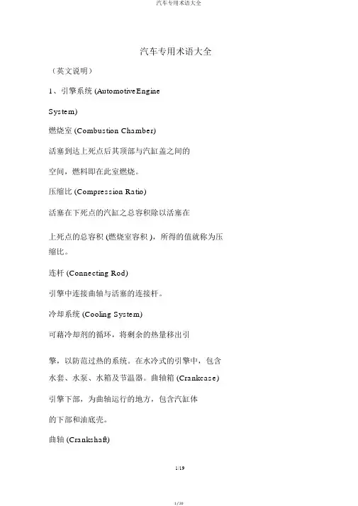 汽车专用术语大全