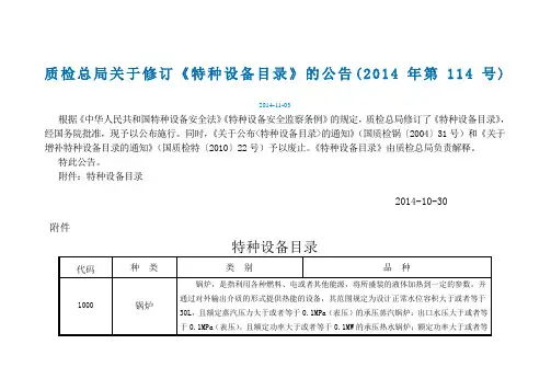 特种设备目录