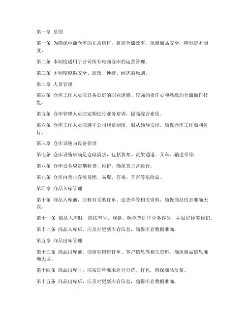 电商仓库管理制度范本