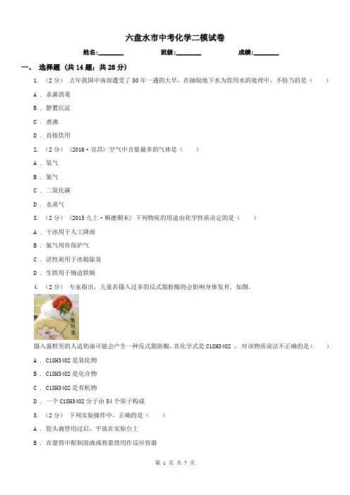 六盘水市中考化学二模试卷