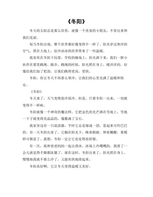关于 冬阳的作文字数在500字
