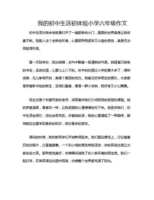 我的初中生活初体验小学六年级作文