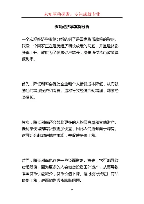 宏观经济学案例分析