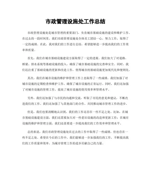 市政管理设施处工作总结