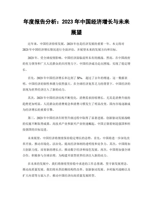 年度报告分析：2023年中国经济增长与未来展望