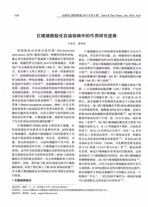 巨噬细胞极化在结核病中的作用研究进展