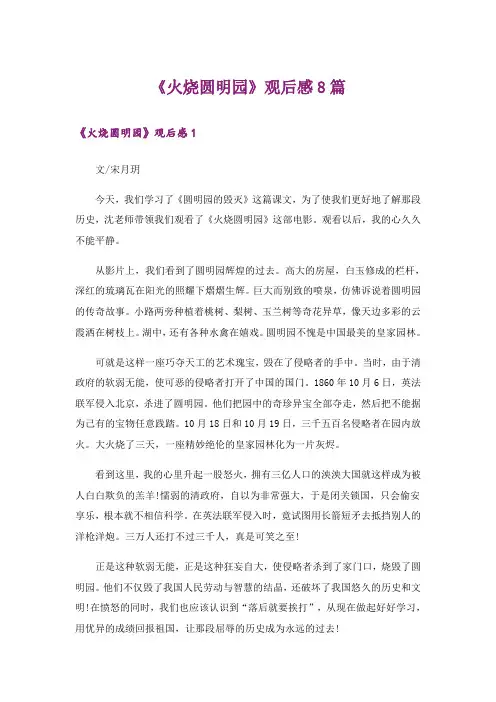《火烧圆明园》观后感8篇