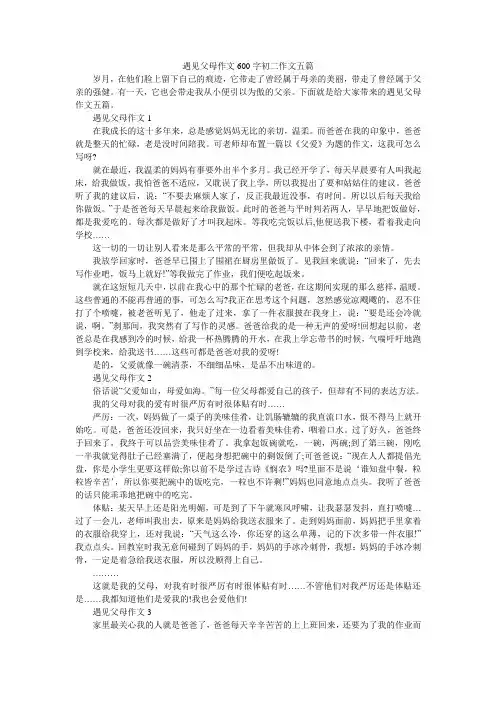遇见父母作文600字初二作文五篇