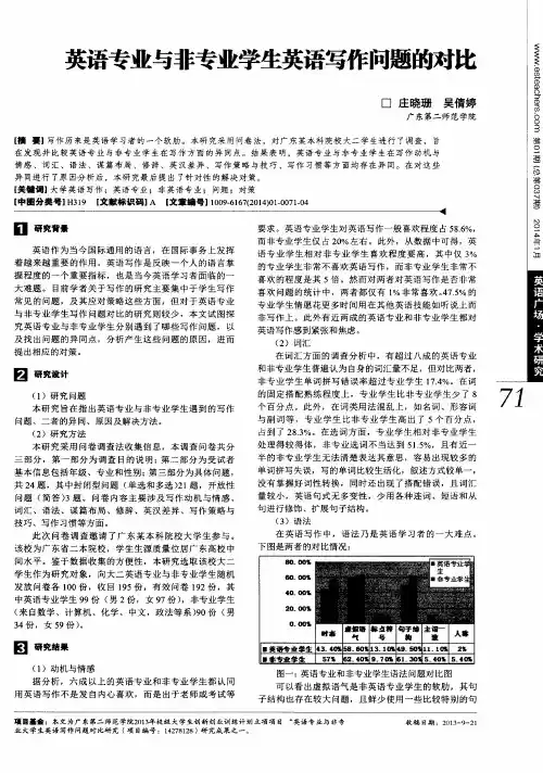 英语专业与非专业学生英语写作问题的对比