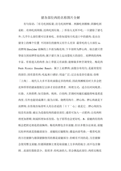 猪各部位肉的名称图片全解