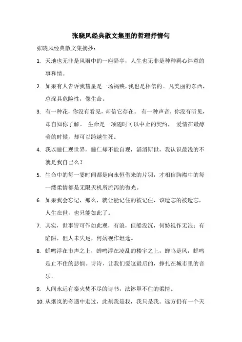 张晓风经典散文集里的哲理,抒情句